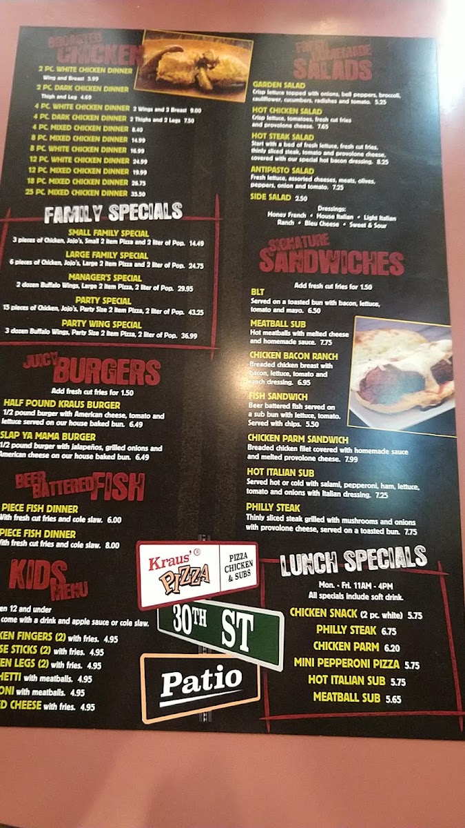 Kraus' Pizza Menu - Image 2